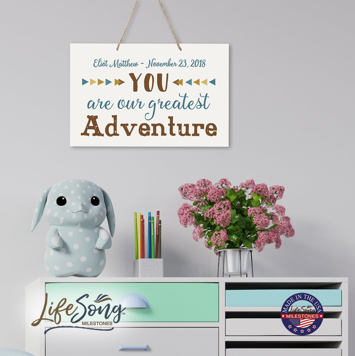 Personalized Wall Decor For Nursery Boys Bedroom Hanging Wall Art - LifeSong Milestones