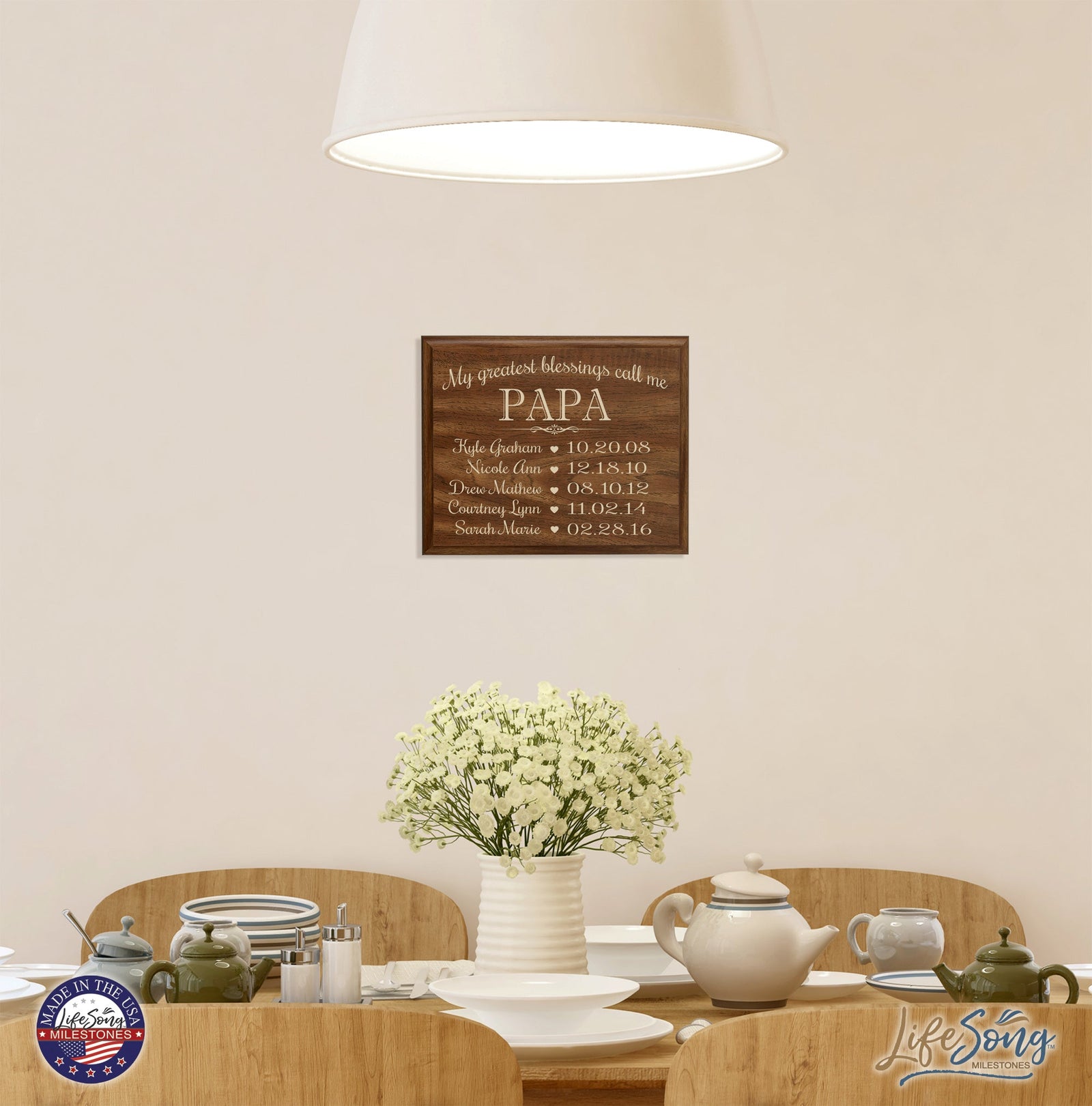 Personalized Wall Hanging Plaque For Papa - My Greatest Blessings - LifeSong Milestones