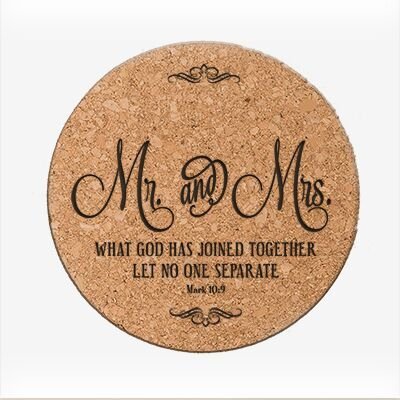 Personalized Wedding Anniversary Cork Coaster - Mr. & Mrs. - LifeSong Milestones