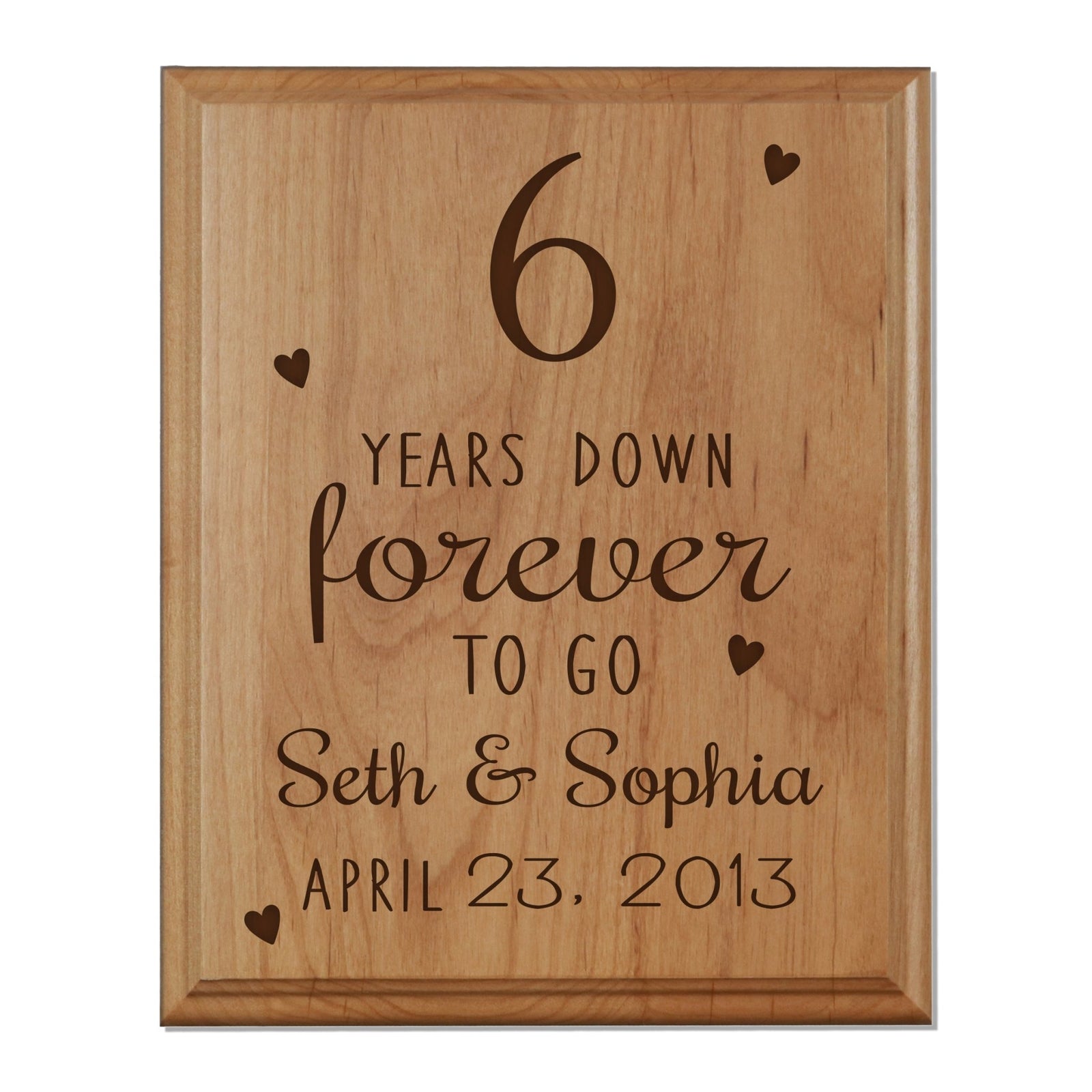 Personalized Wedding Anniversary Hanging Wall Plaque - 6th - LifeSong Milestones