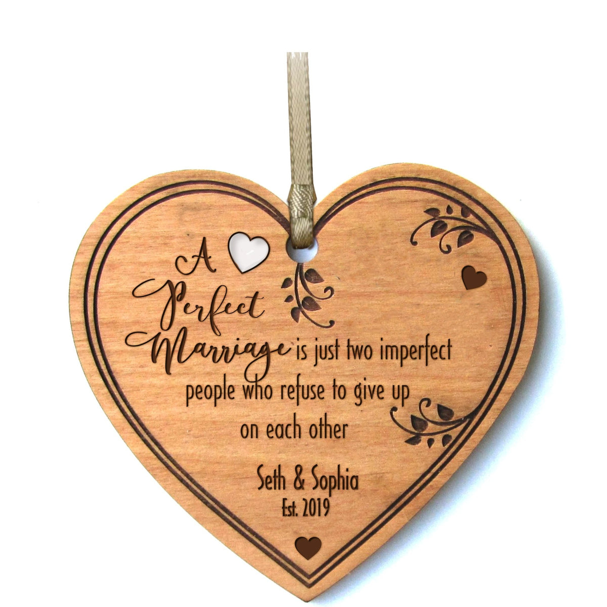 Personalized Wedding Anniversary Heart Ornament Gifts for Couple - A Perfect Marriage - LifeSong Milestones
