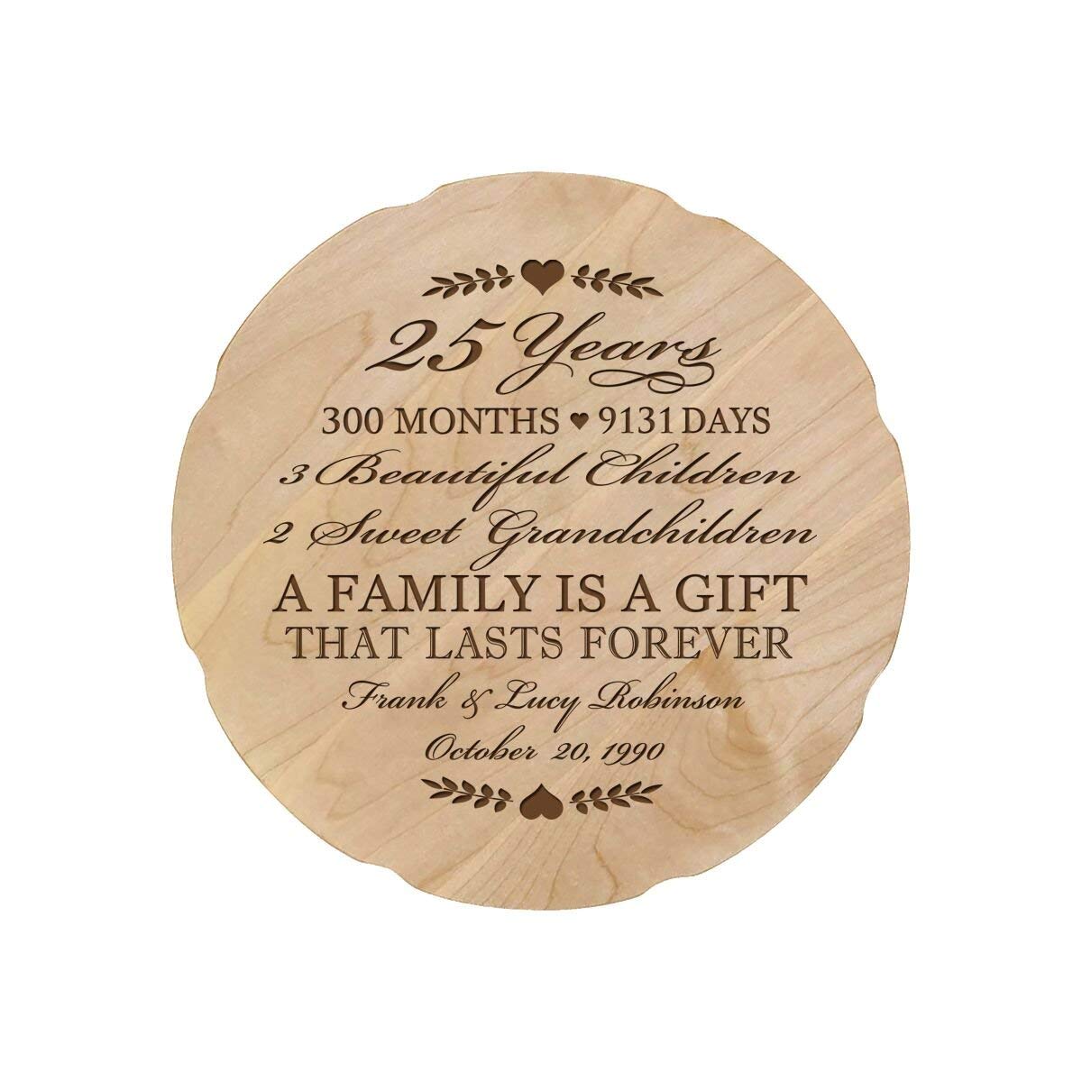 Personalized Wedding Anniversary Plate Decor Gift - Family Name - LifeSong Milestones