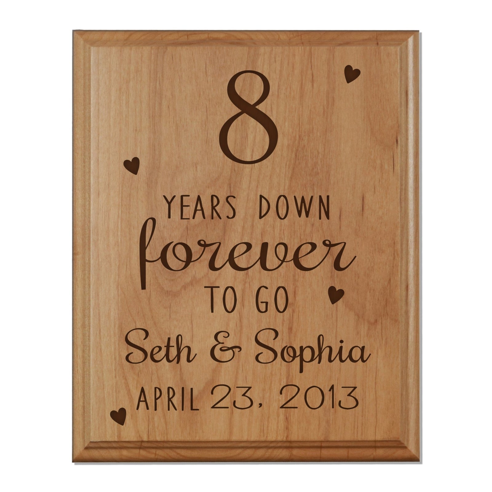 Personalized Wedding Anniversary Wall Plaque - 8th Anniversary - LifeSong Milestones