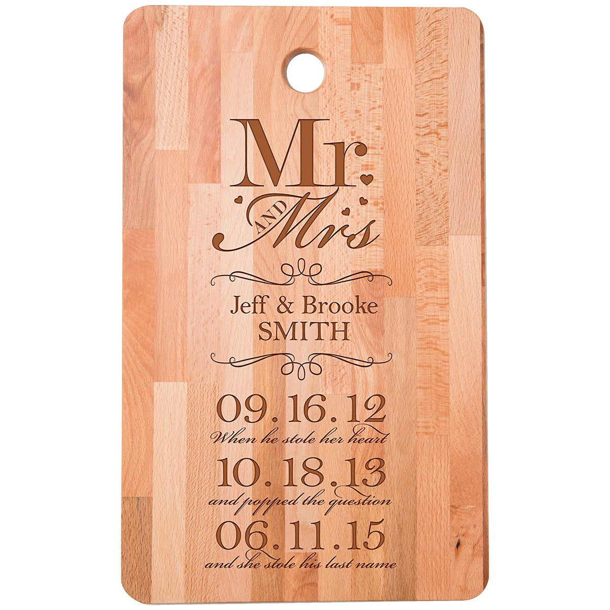 Personalized Wedding Bamboo Cutting Board - Mr. and Mrs. - LifeSong Milestones