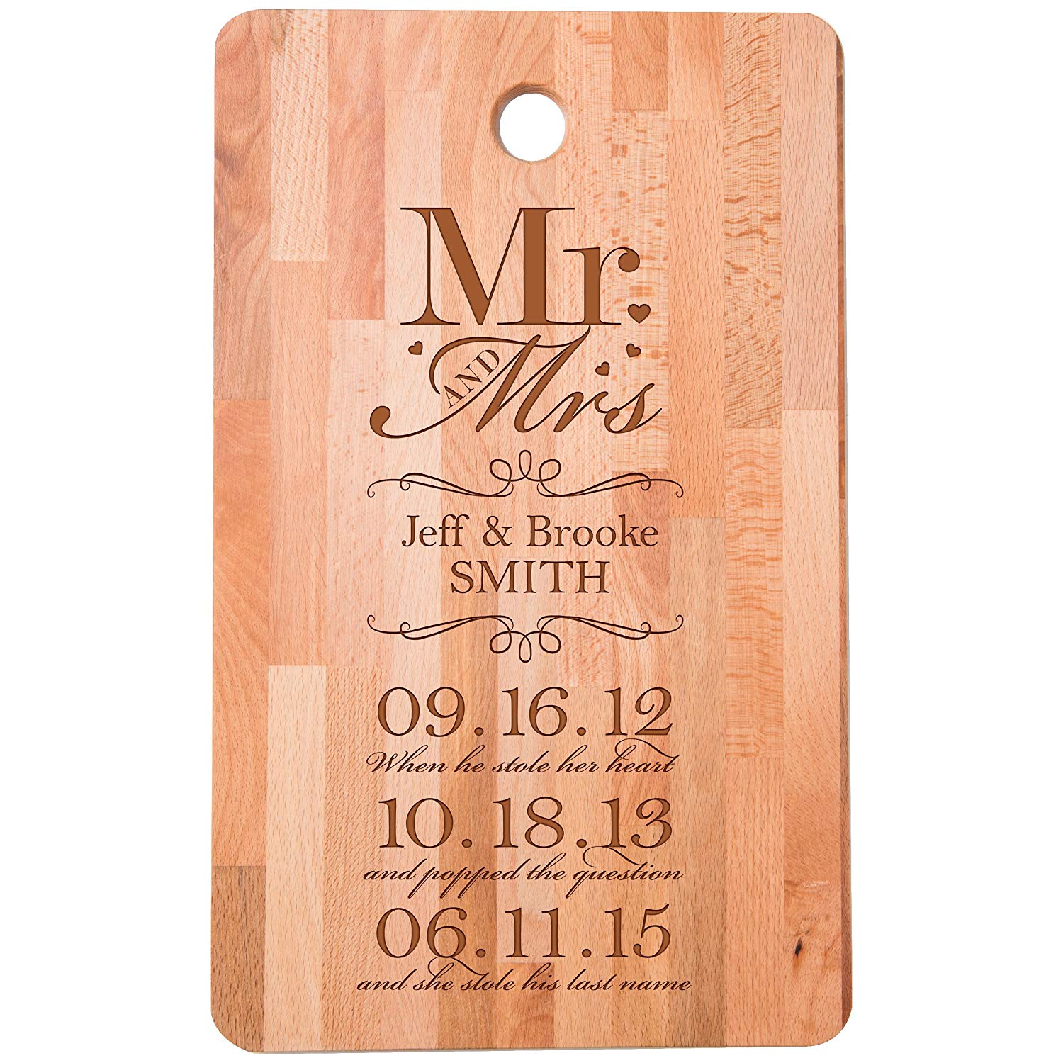 Personalized Wedding Bamboo Cutting Board - Mr. and Mrs. - LifeSong Milestones