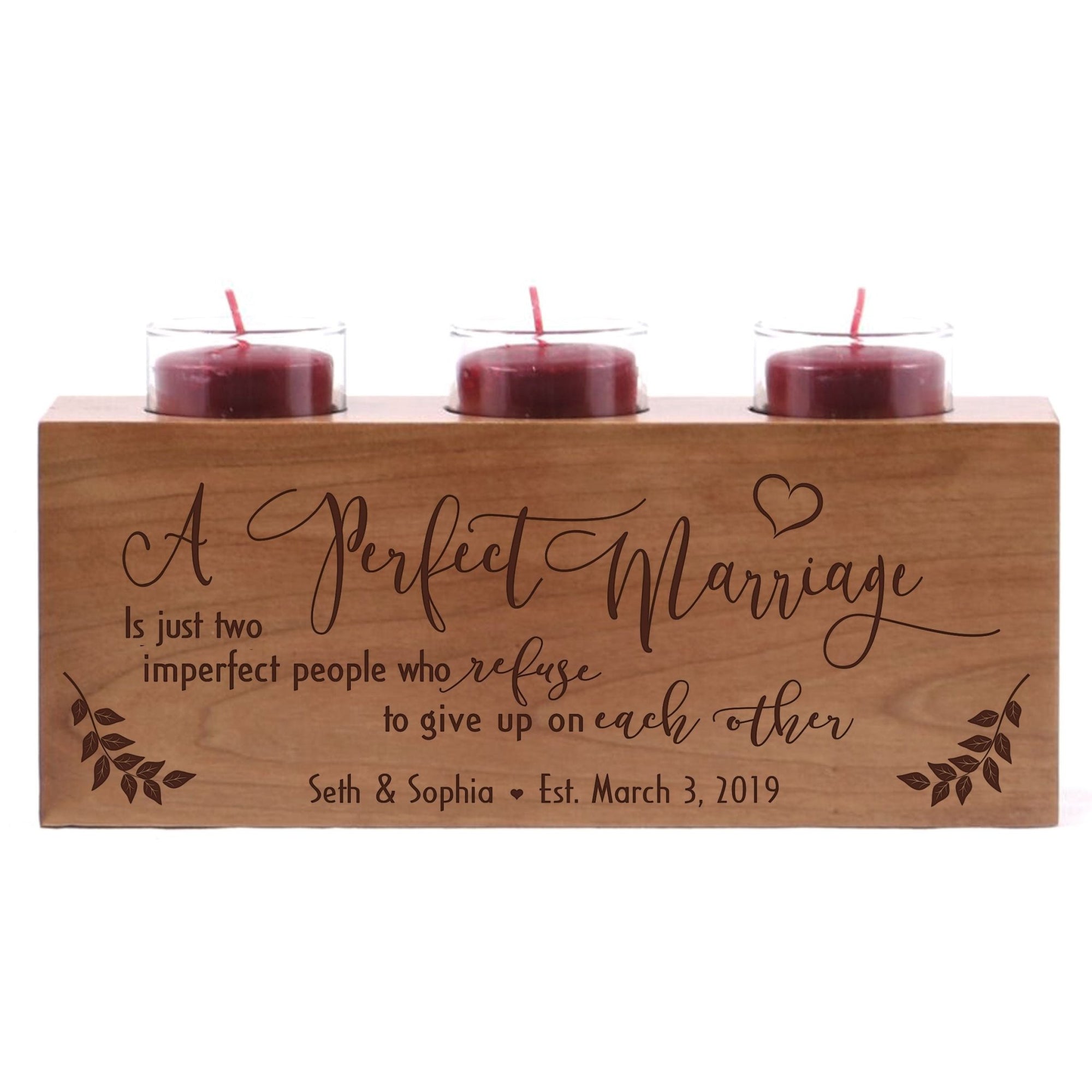 Personalized Wedding Cherry Candle Holder - A Perfect Marriage - LifeSong Milestones
