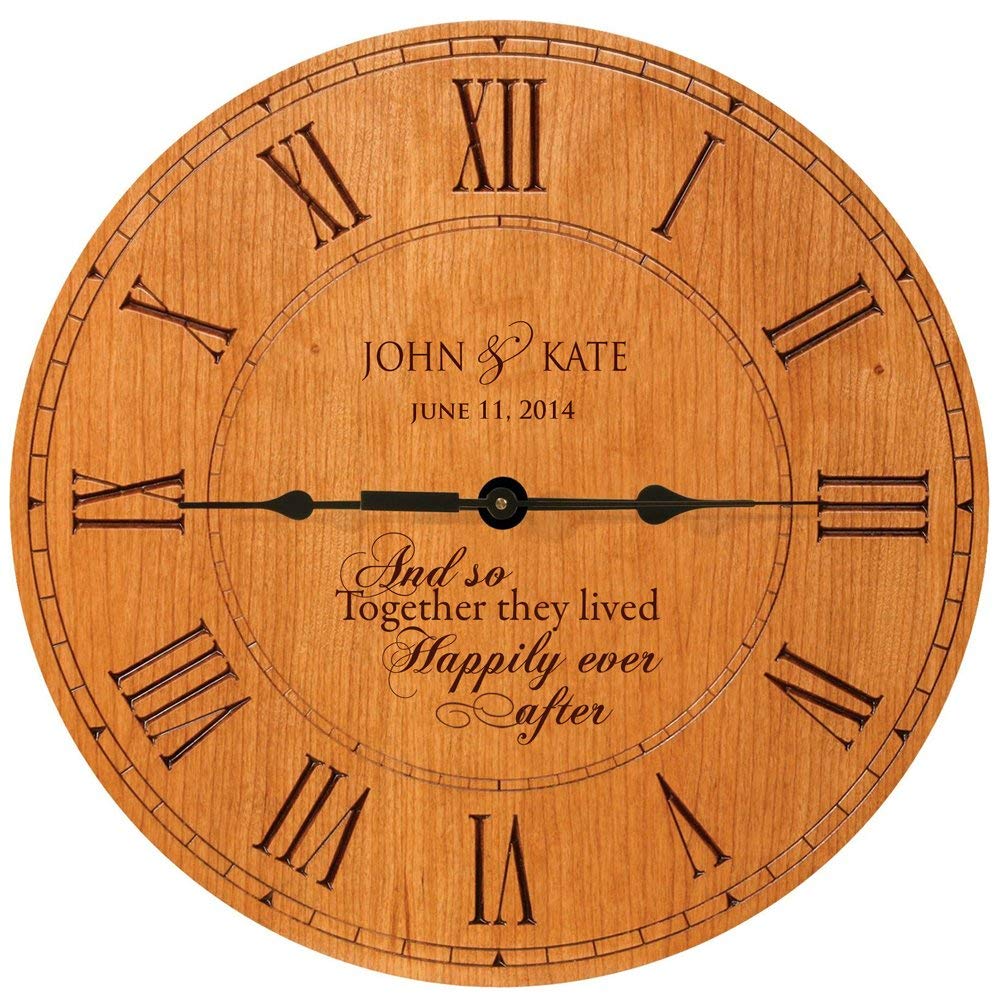 Personalized Wedding Clock &quot;And so Together they lived Happily ever after&quot; - LifeSong Milestones
