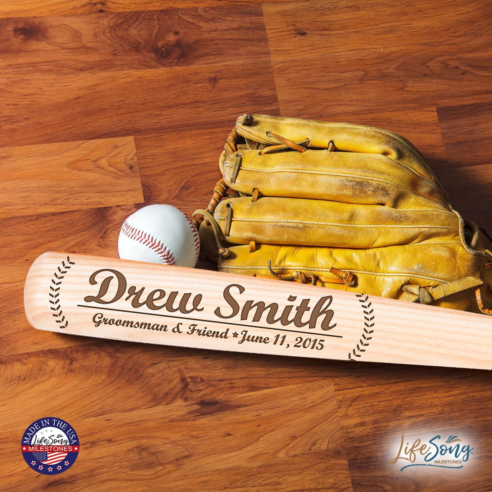 Personalized Wedding Gift for Best Man Baseball Bat - Groomsman - LifeSong Milestones