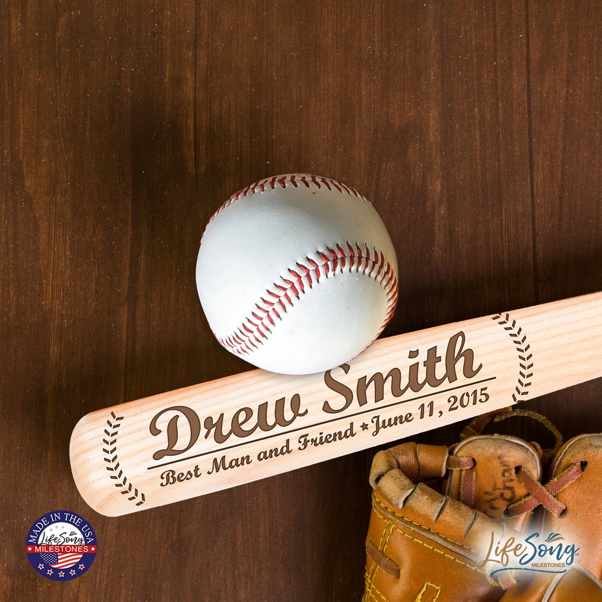 Personalized Wedding Gift for Best Man Baseball Bat - Groomsman - LifeSong Milestones