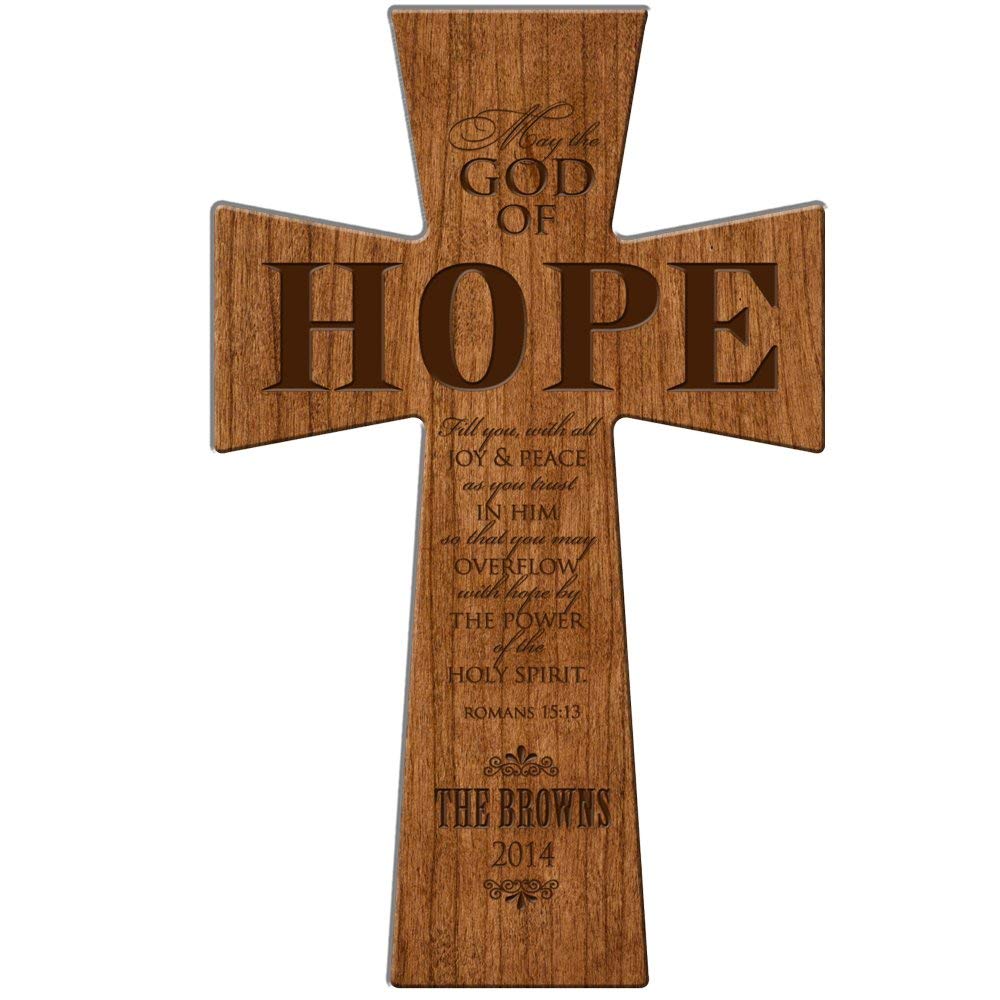 Personalized Wedding Gift &quot;Romans 15:13 &quot; Wall Cross - LifeSong Milestones