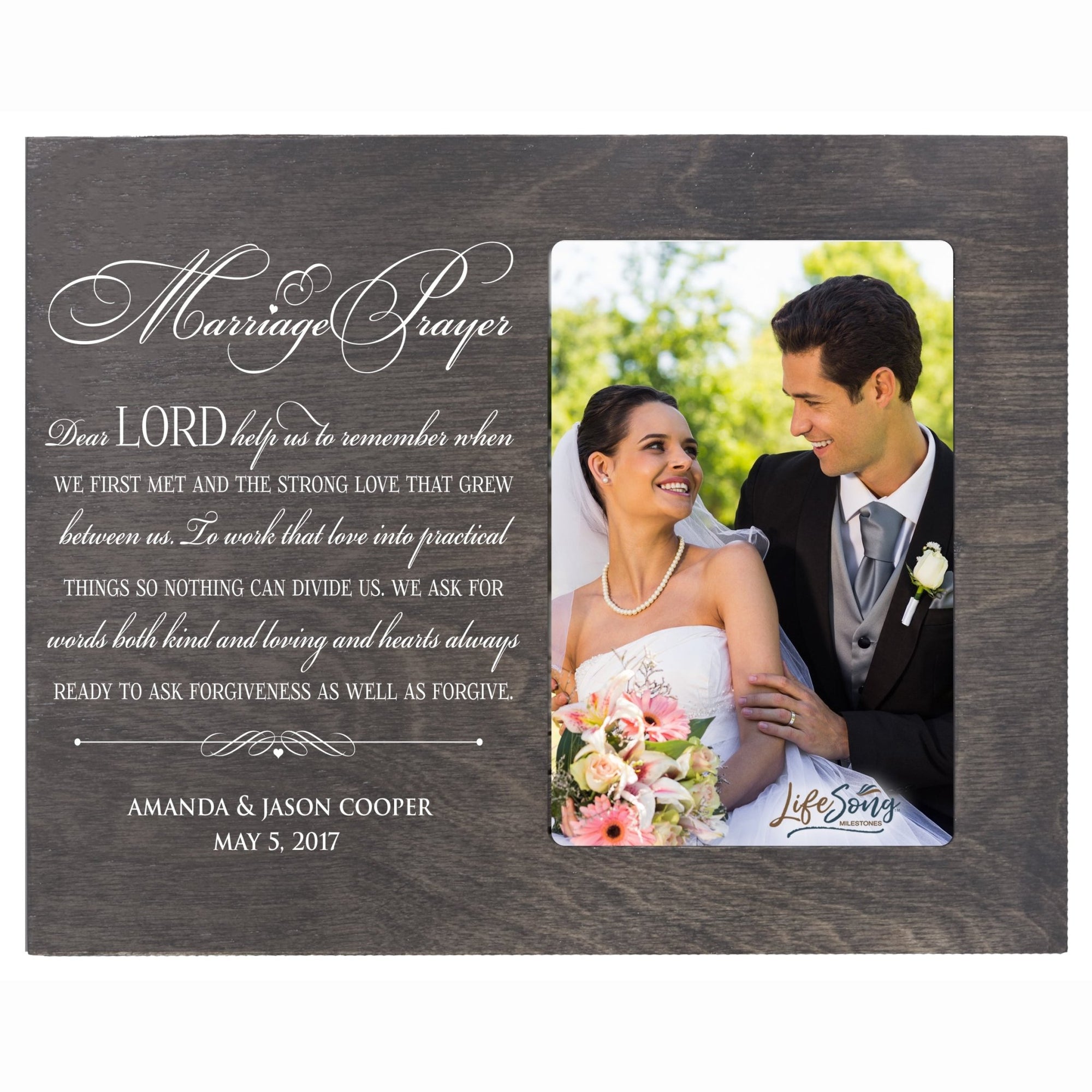 Personalized Wedding Keepsake Picture Frames - Marriage Prayer - LifeSong Milestones