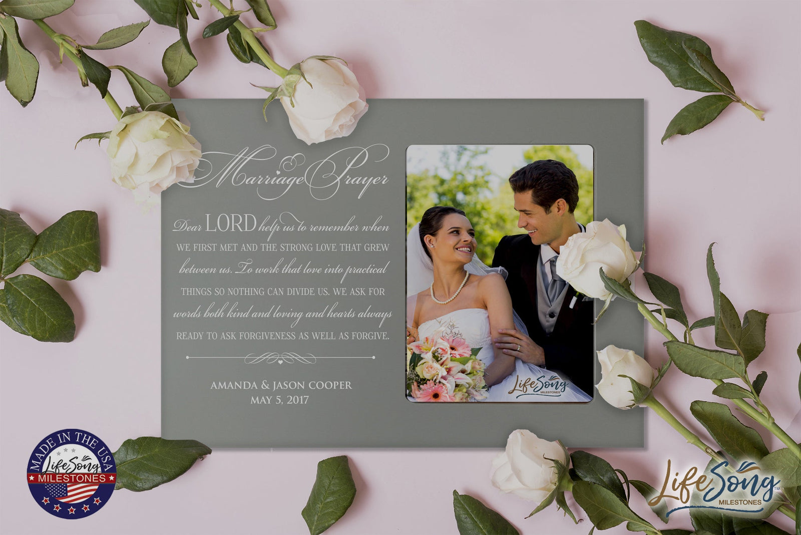 Personalized Wedding Keepsake Picture Frames - Marriage Prayer - LifeSong Milestones