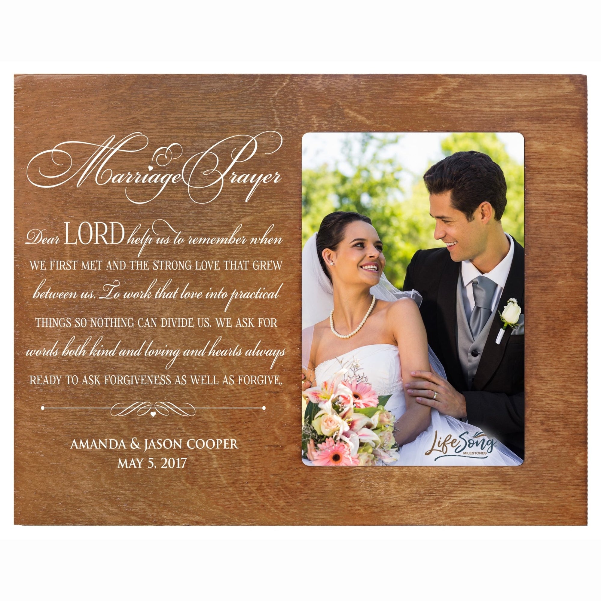Personalized Wedding Keepsake Picture Frames - Marriage Prayer - LifeSong Milestones