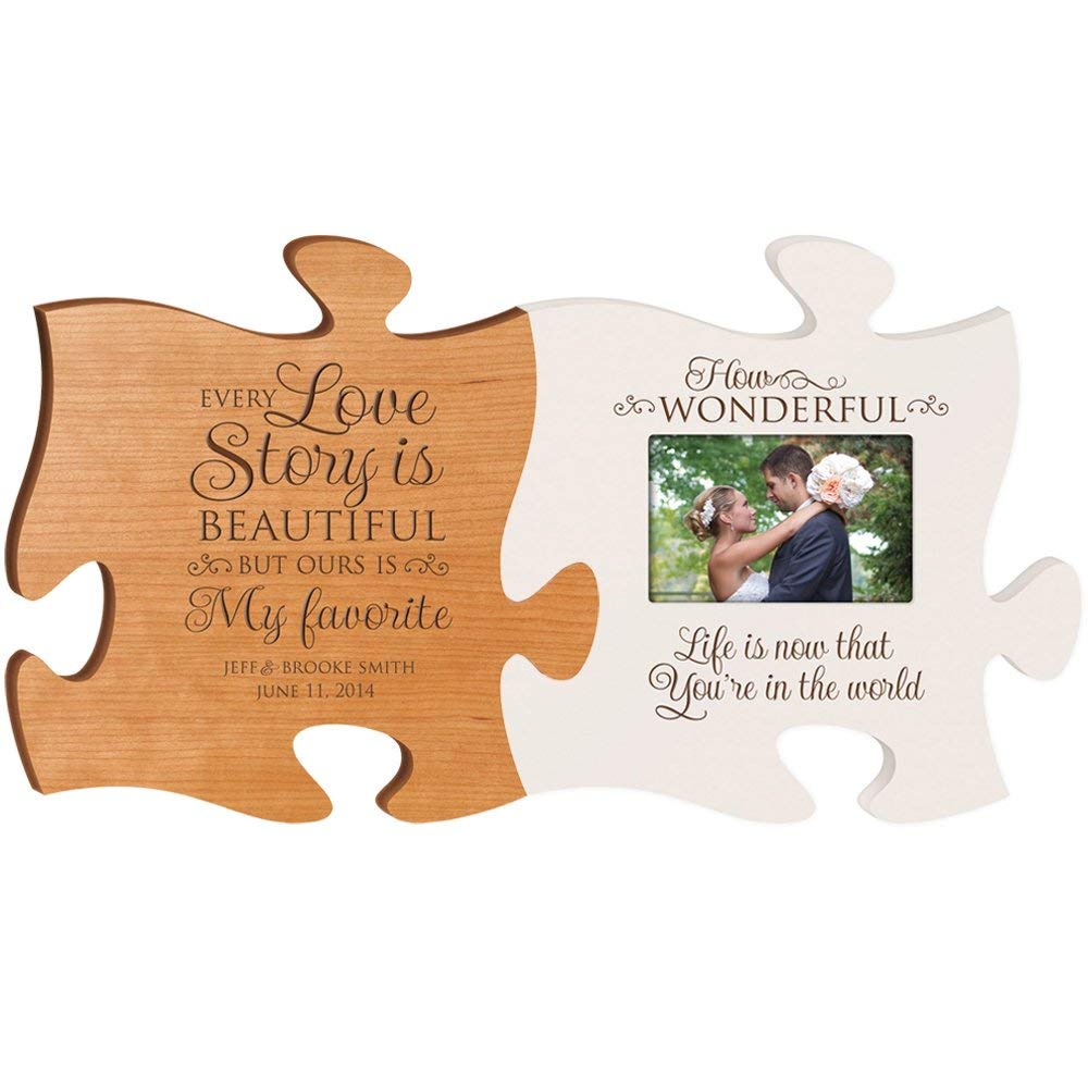 Personalized Wedding Picture Frame Puzzle Gift Every Love Story - LifeSong Milestones