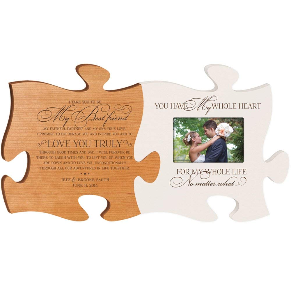 Personalized Wedding Picture Frame Puzzle Piece Set - LifeSong Milestones