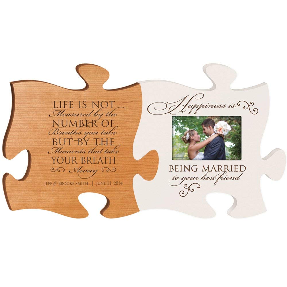 Personalized Wedding Picture Frame Puzzle Piece Set - Life - LifeSong Milestones