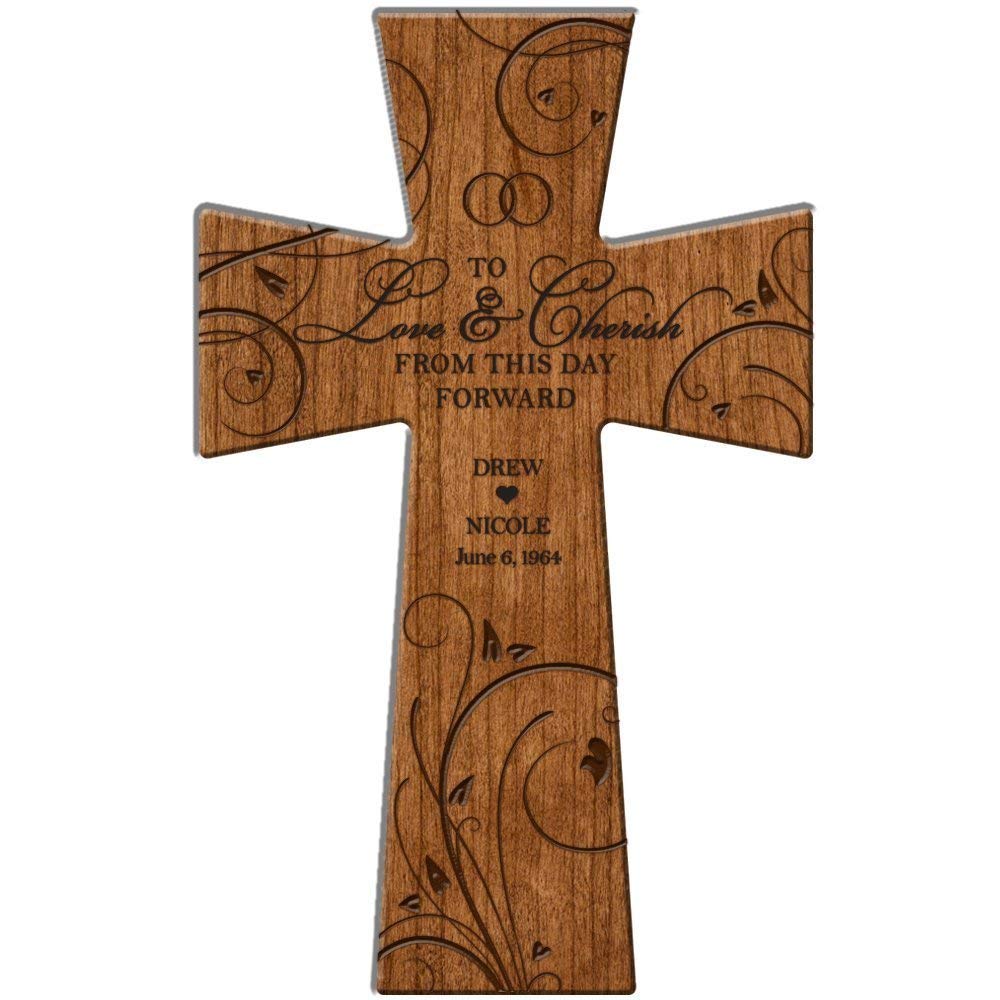 Personalized Wedding Wall Cross Gift &quot;Love and Cherish&quot; - LifeSong Milestones