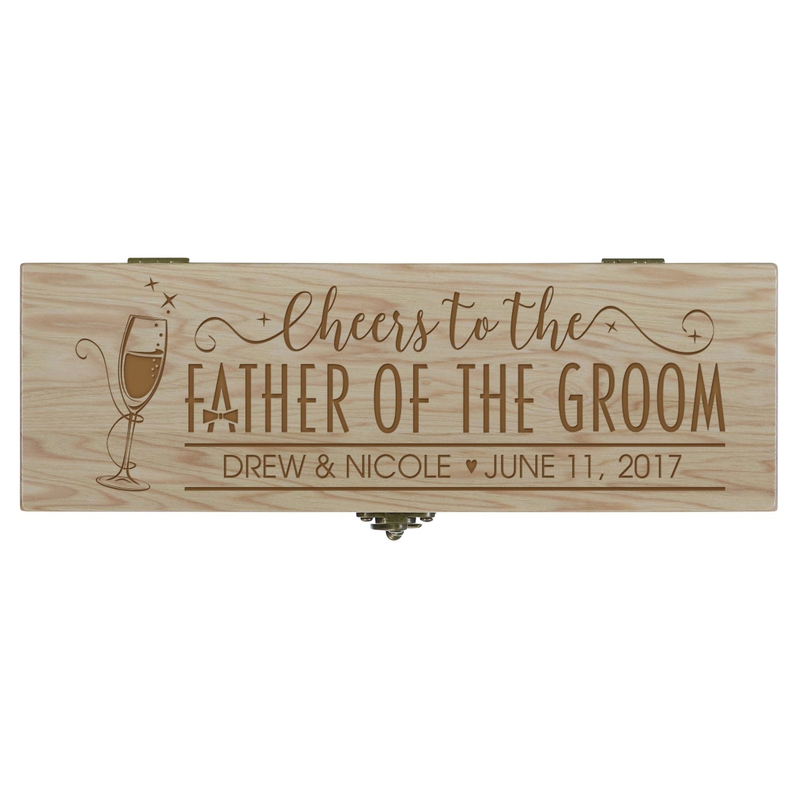 Personalized Wedding Wine Box with Latch - Father of The Groom - LifeSong Milestones