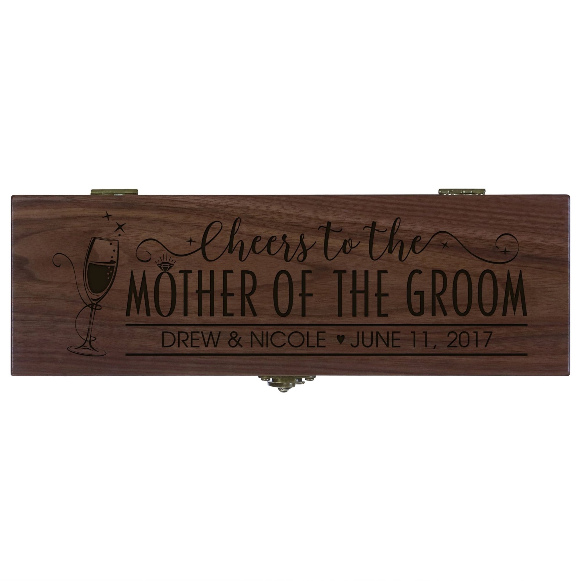 Personalized Wedding Wine Box with Latch - Mother of The Groom - LifeSong Milestones