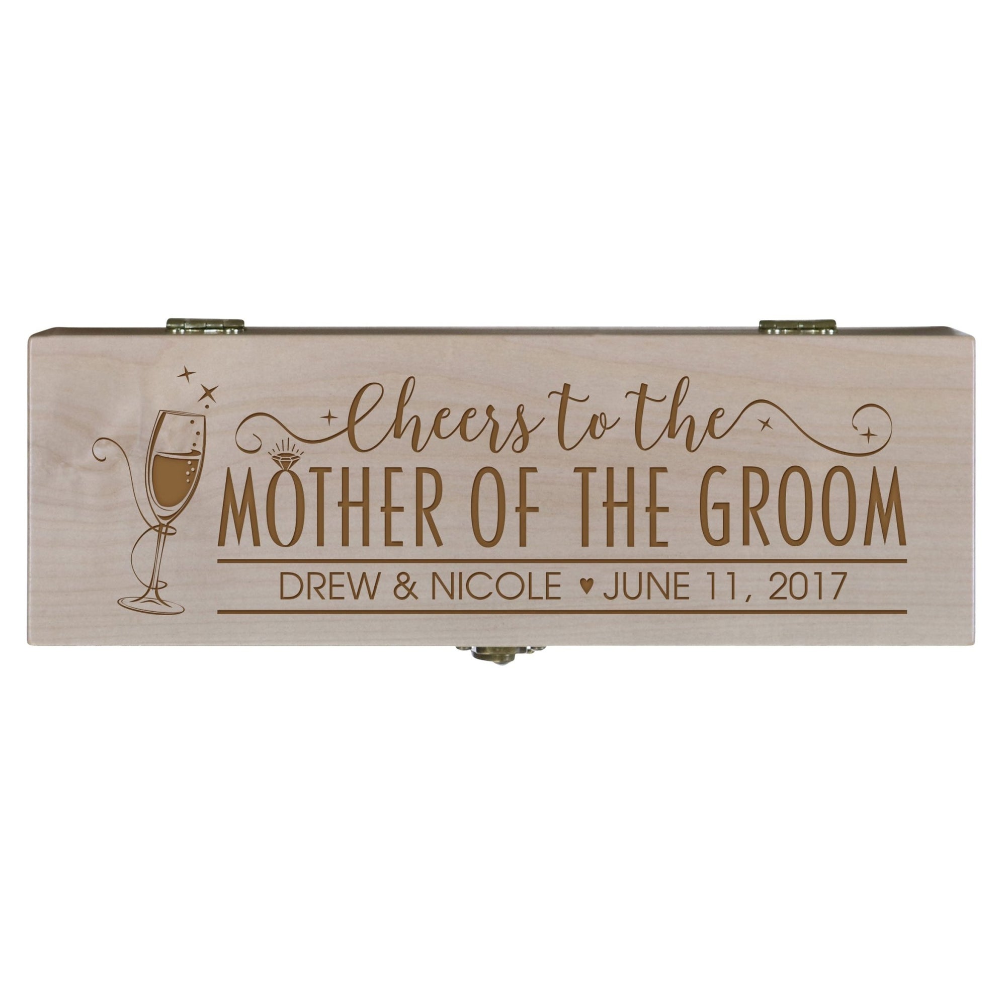 Personalized Wedding Wine Box with Latch - Mother of The Groom - LifeSong Milestones