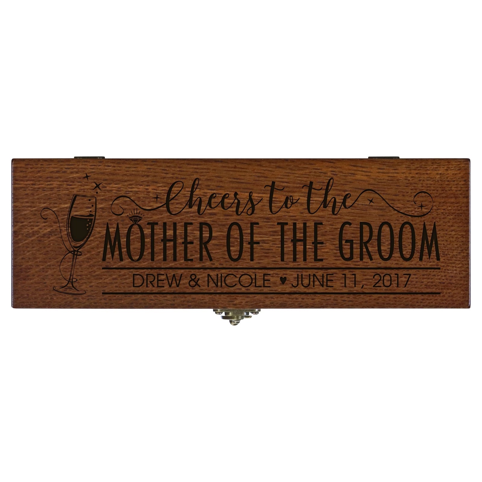Personalized Wedding Wine Box with Latch - Mother of The Groom - LifeSong Milestones