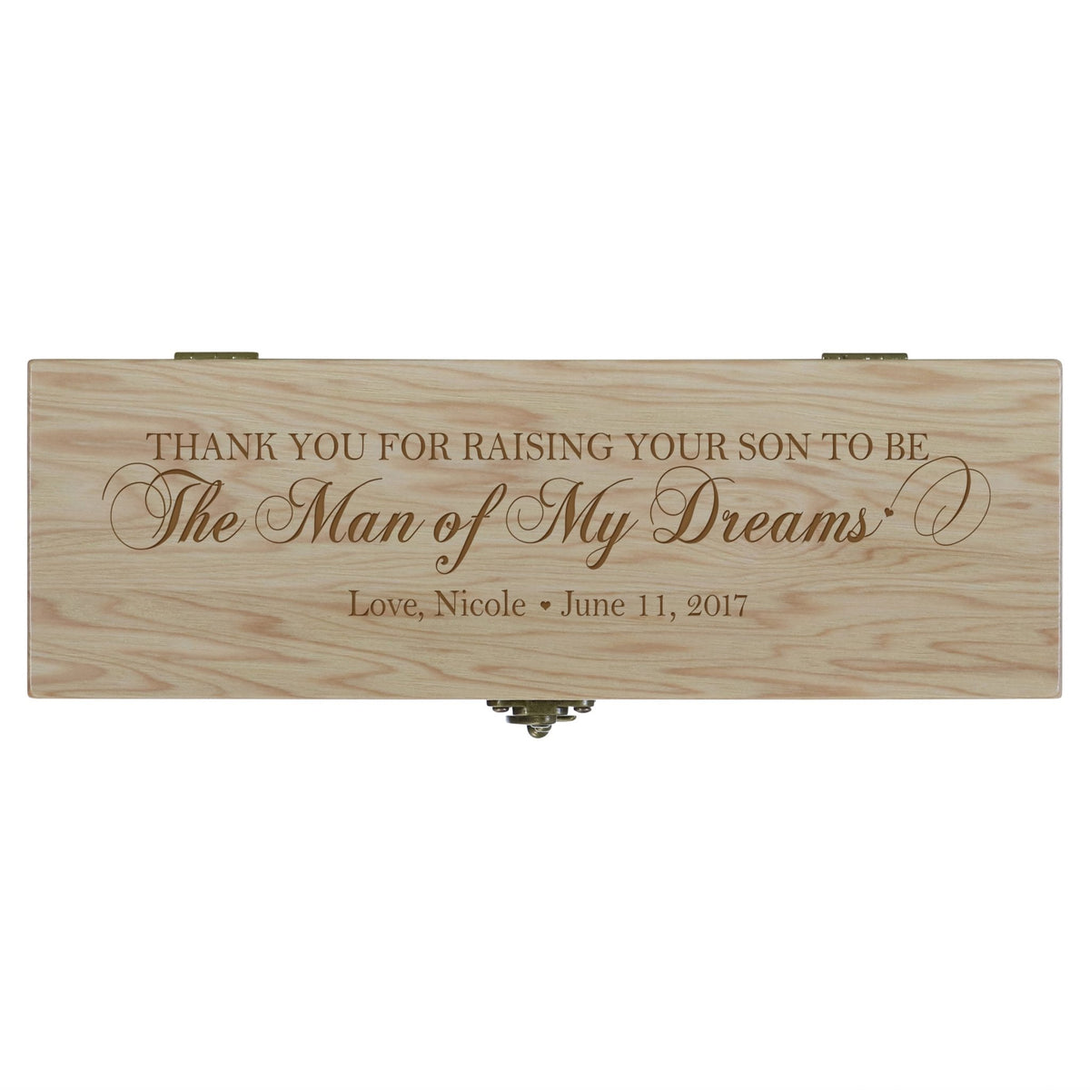 Personalized Wedding Wine Box with Latch - Thank You for Raising Son - LifeSong Milestones