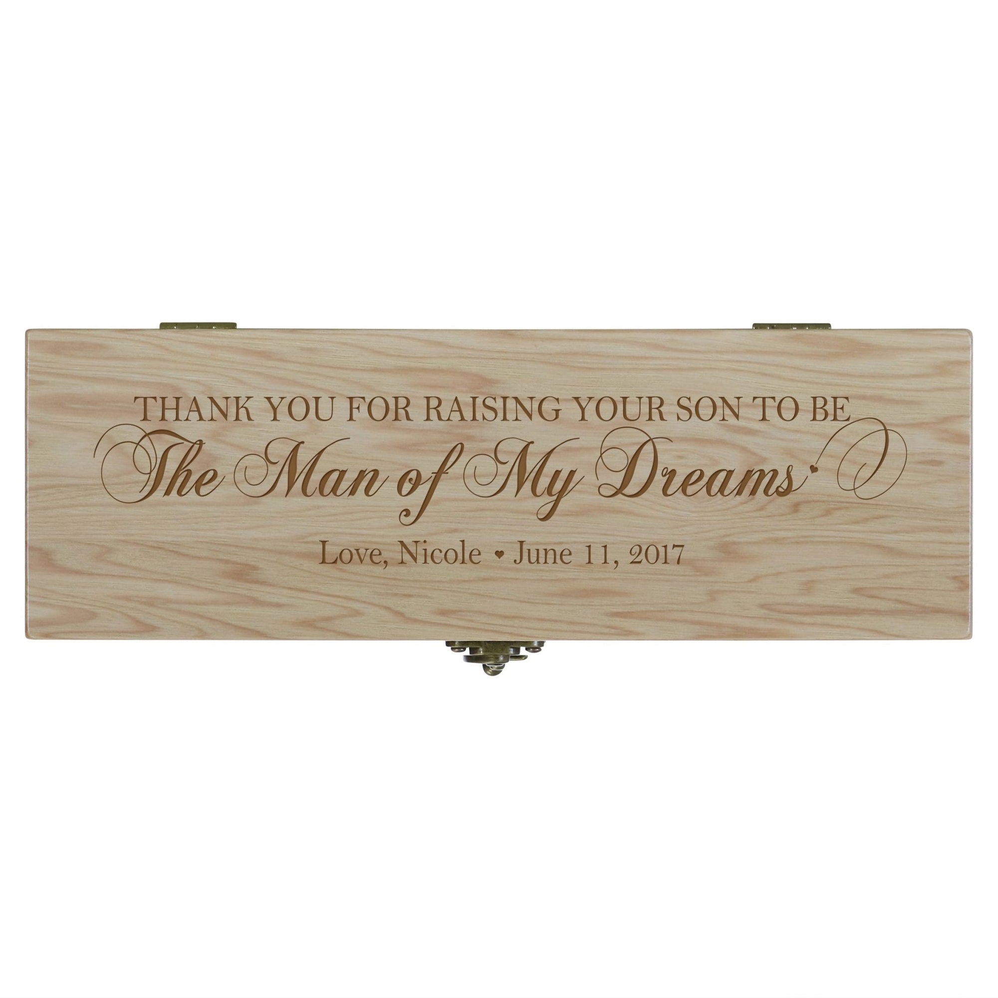 Personalized Wedding Wine Box with Latch - Thank You for Raising Son - LifeSong Milestones