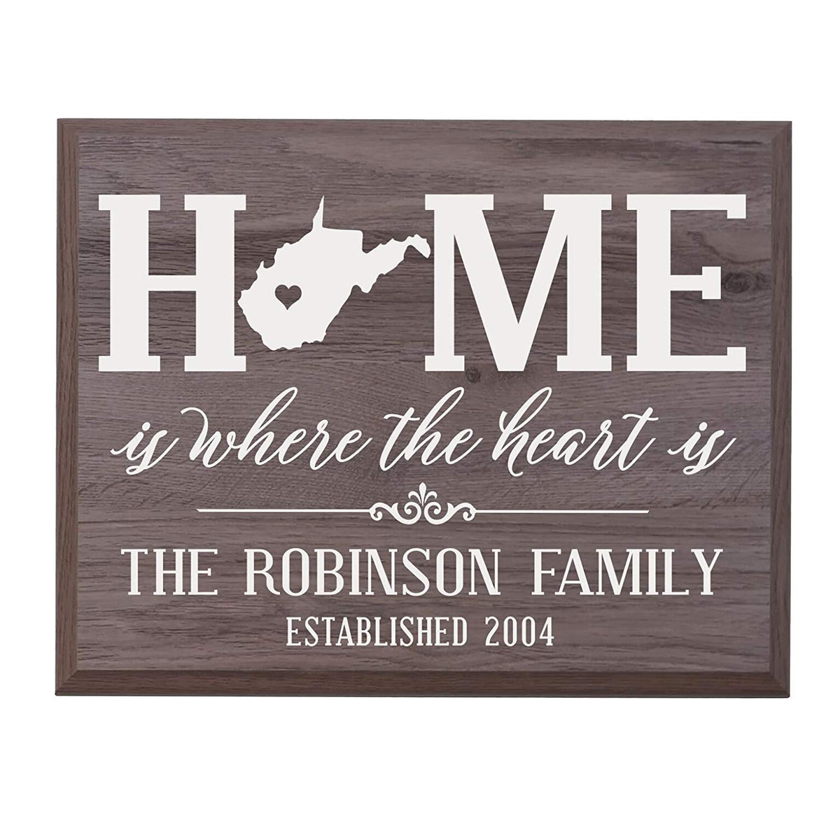 Personalized West Virginia State Home is Where the heart is Sign - LifeSong Milestones