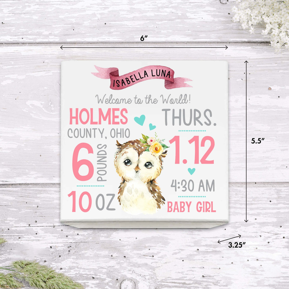 Personalized White Baby Keepsake Box for Newborn Baby Girl - LifeSong Milestones