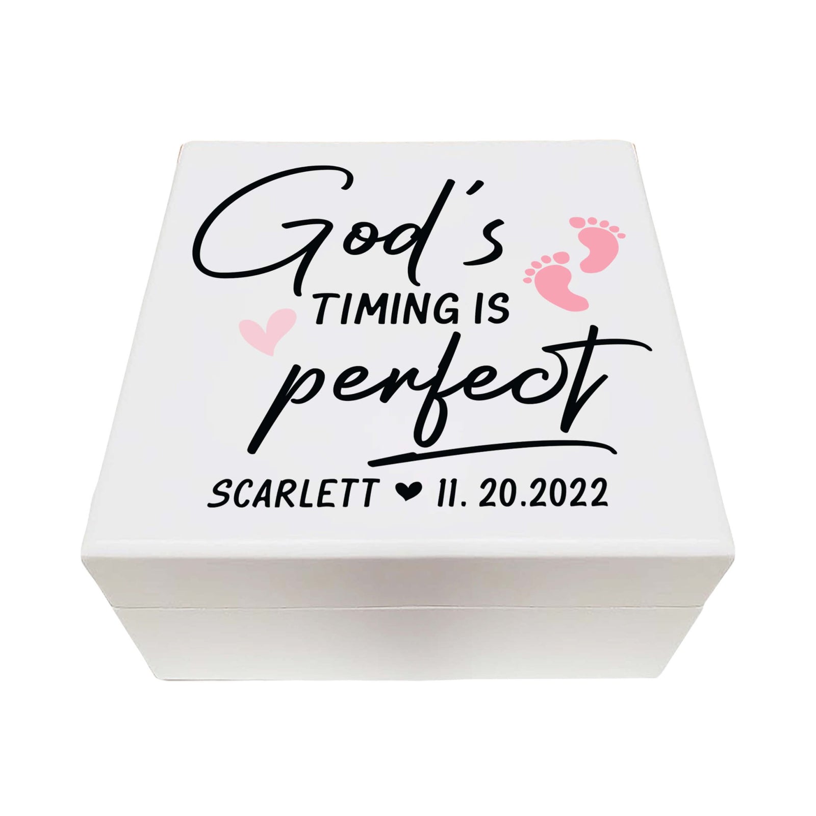 Personalized White Baby Keepsake Box for Newborn Baby Girl - LifeSong Milestones