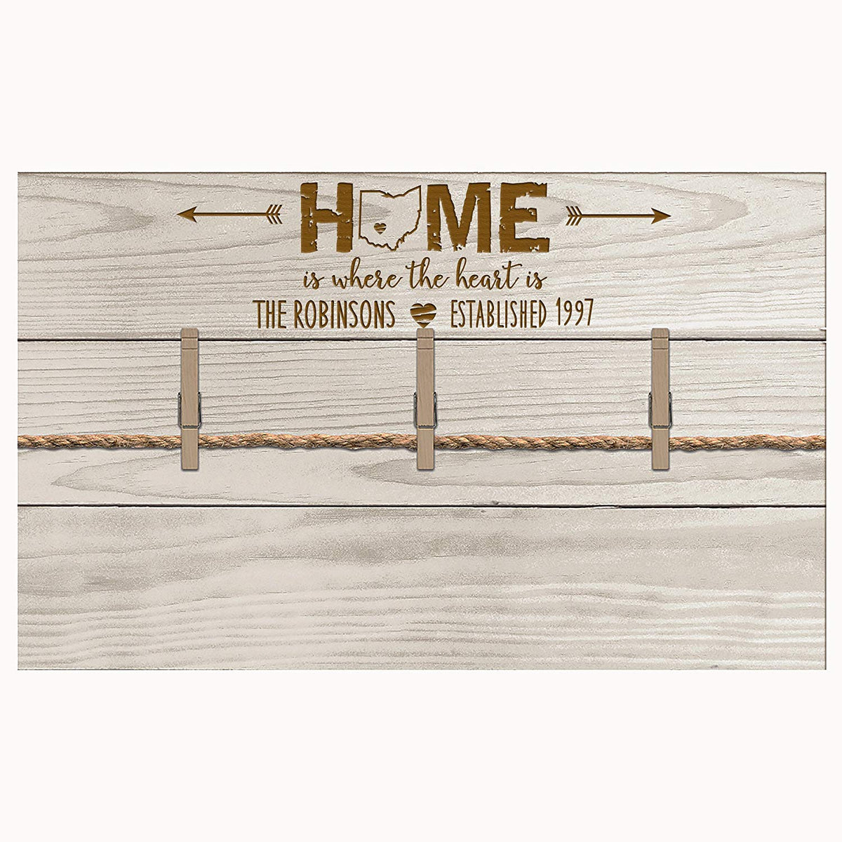 Personalized White Three Photo Holder Frame Home is where the heart is - LifeSong Milestones
