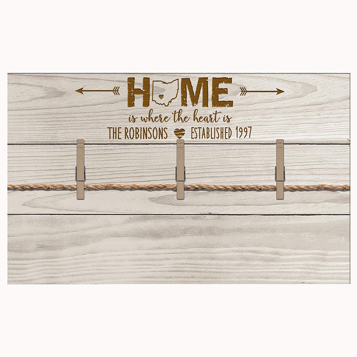 Personalized White Three Photo Holder Frame Home is where the heart is - LifeSong Milestones