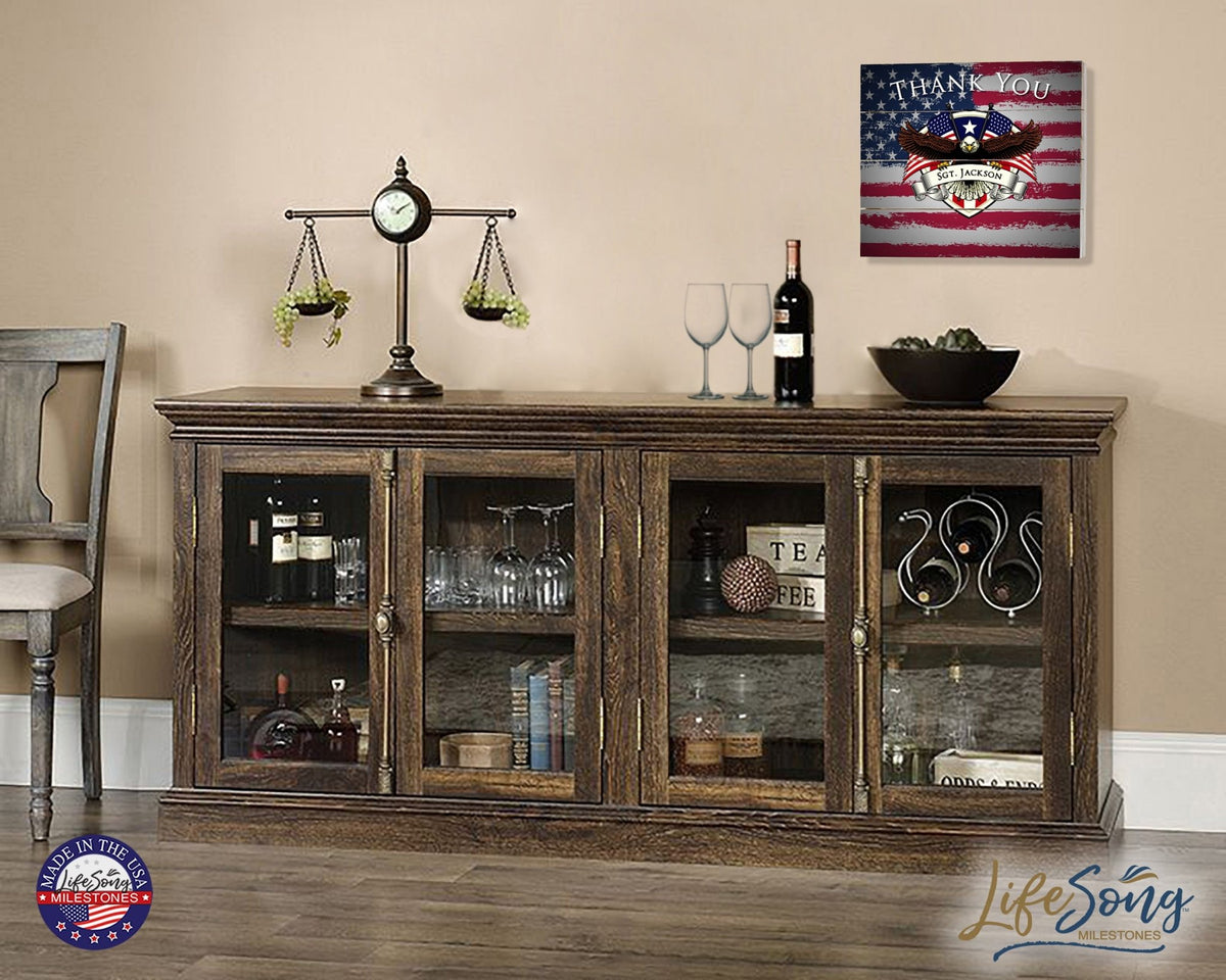 Personalized Wooden American Flag Patriotic Veteran Wall Sign Gift - Thank You - LifeSong Milestones