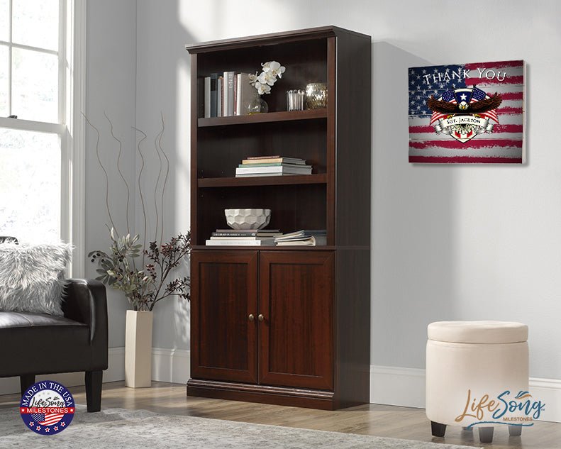 Personalized Wooden American Flag Patriotic Veteran Wall Sign Gift - Thank You - LifeSong Milestones