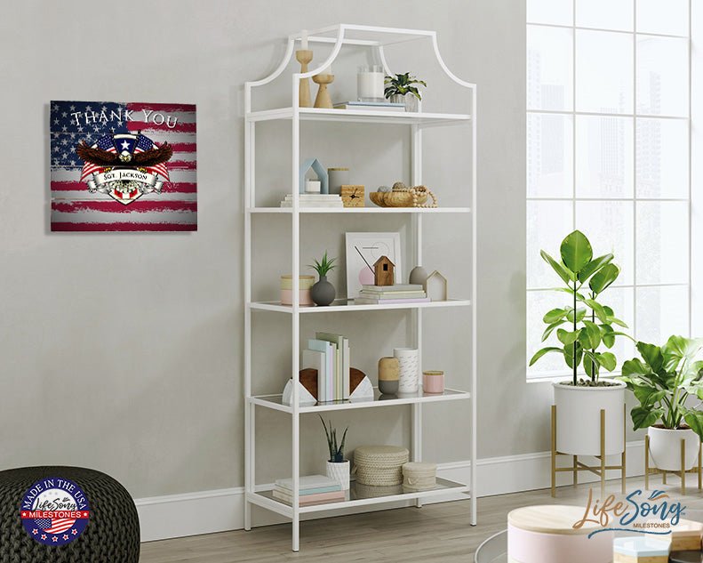 Personalized Wooden American Flag Patriotic Veteran Wall Sign Gift - Thank You - LifeSong Milestones