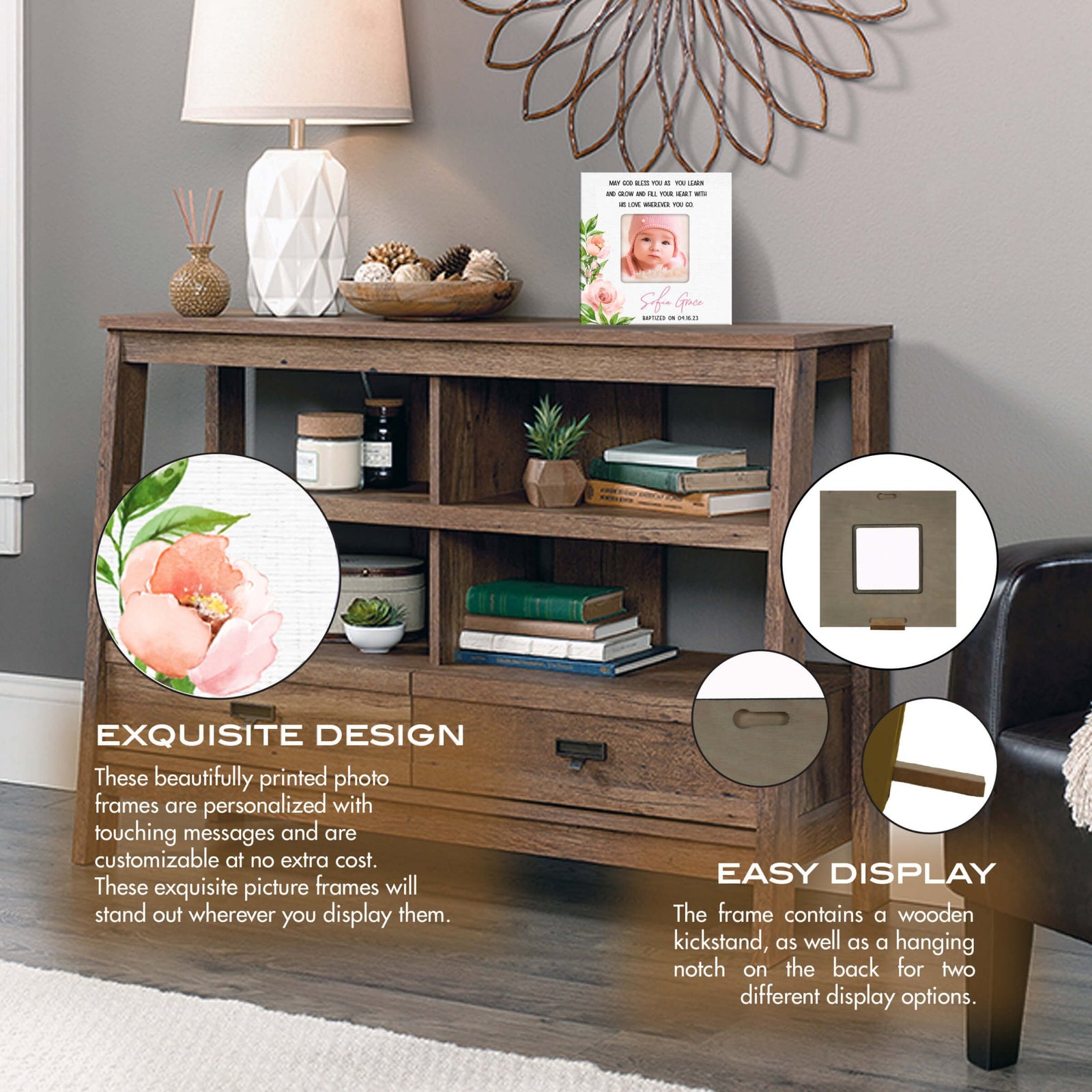 Personalized Wooden Baby Baptism Picture Frames - LifeSong Milestones