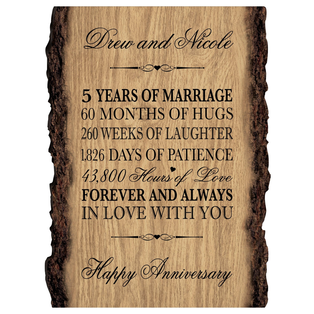 Personalized Wooden Bark Wedding Sign - Our Life Together - LifeSong Milestones