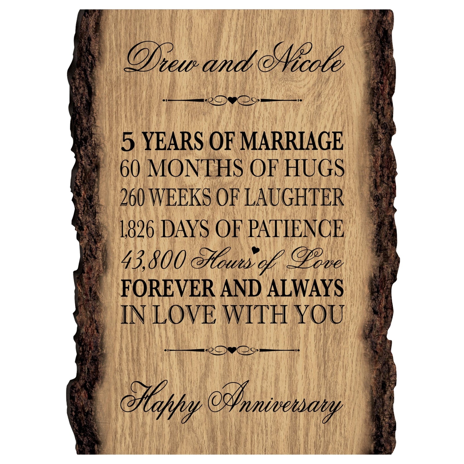 Personalized Wooden Bark Wedding Sign - Our Life Together - LifeSong Milestones