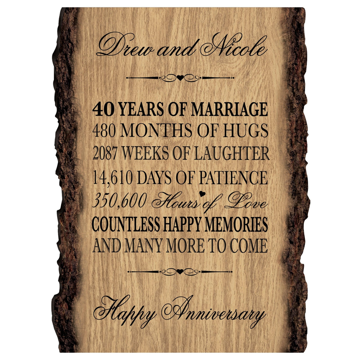 Personalized Wooden Bark Wedding Sign - Our Life Together - LifeSong Milestones