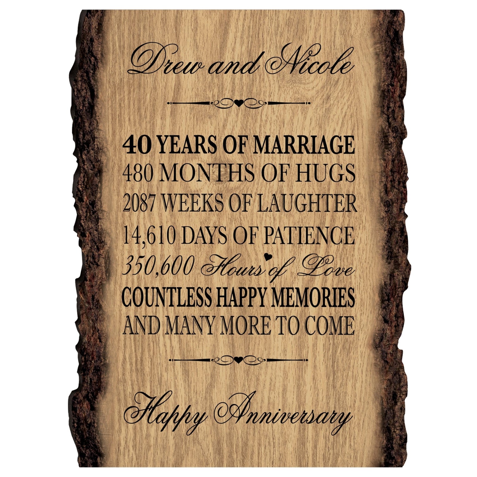 Personalized Wooden Bark Wedding Sign - Our Life Together - LifeSong Milestones