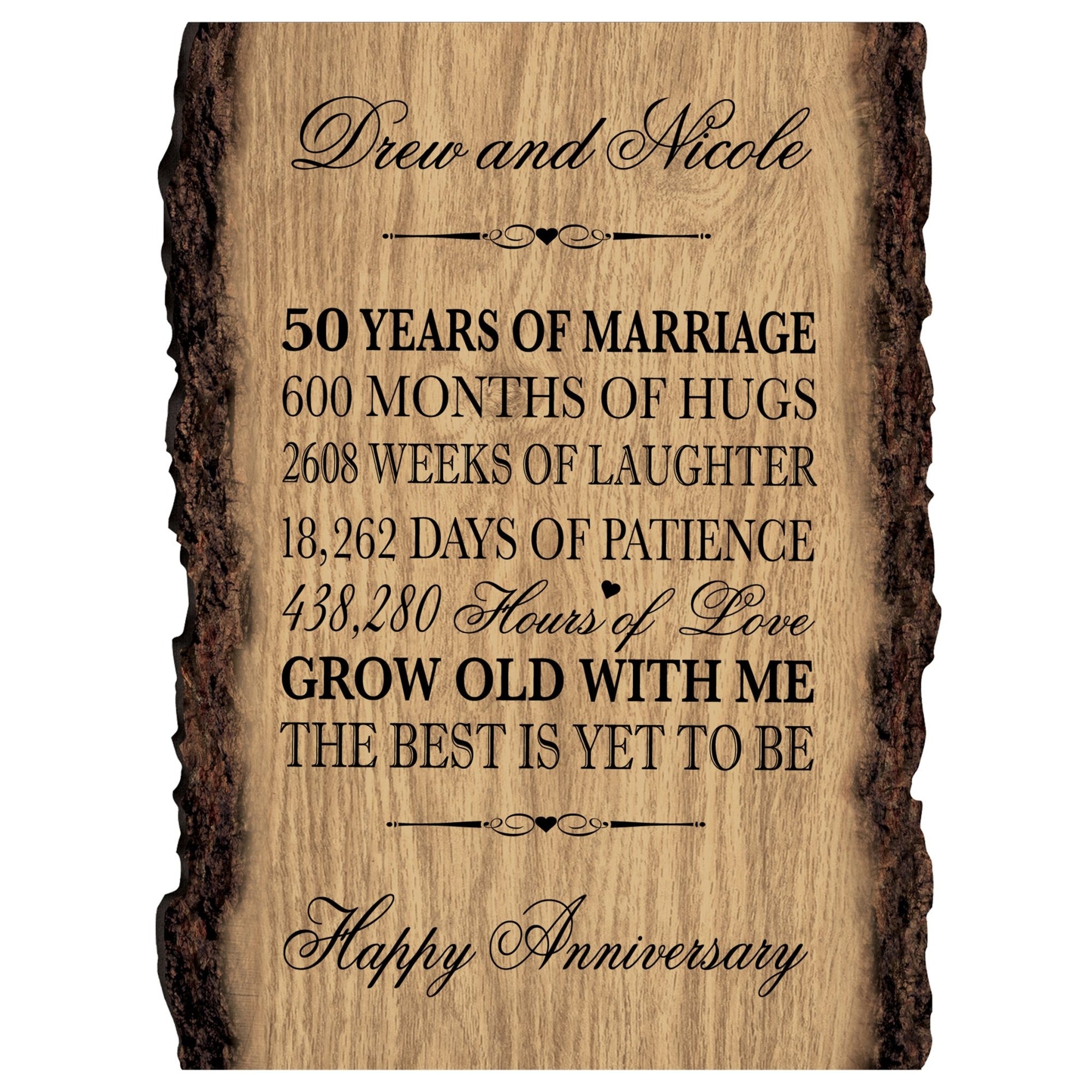 Personalized Wooden Bark Wedding Sign - Our Life Together - LifeSong Milestones