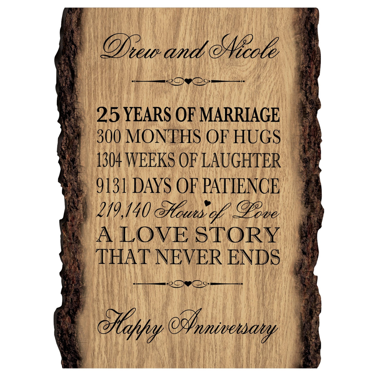 Personalized Wooden Bark Wedding Sign - Our Life Together - LifeSong Milestones