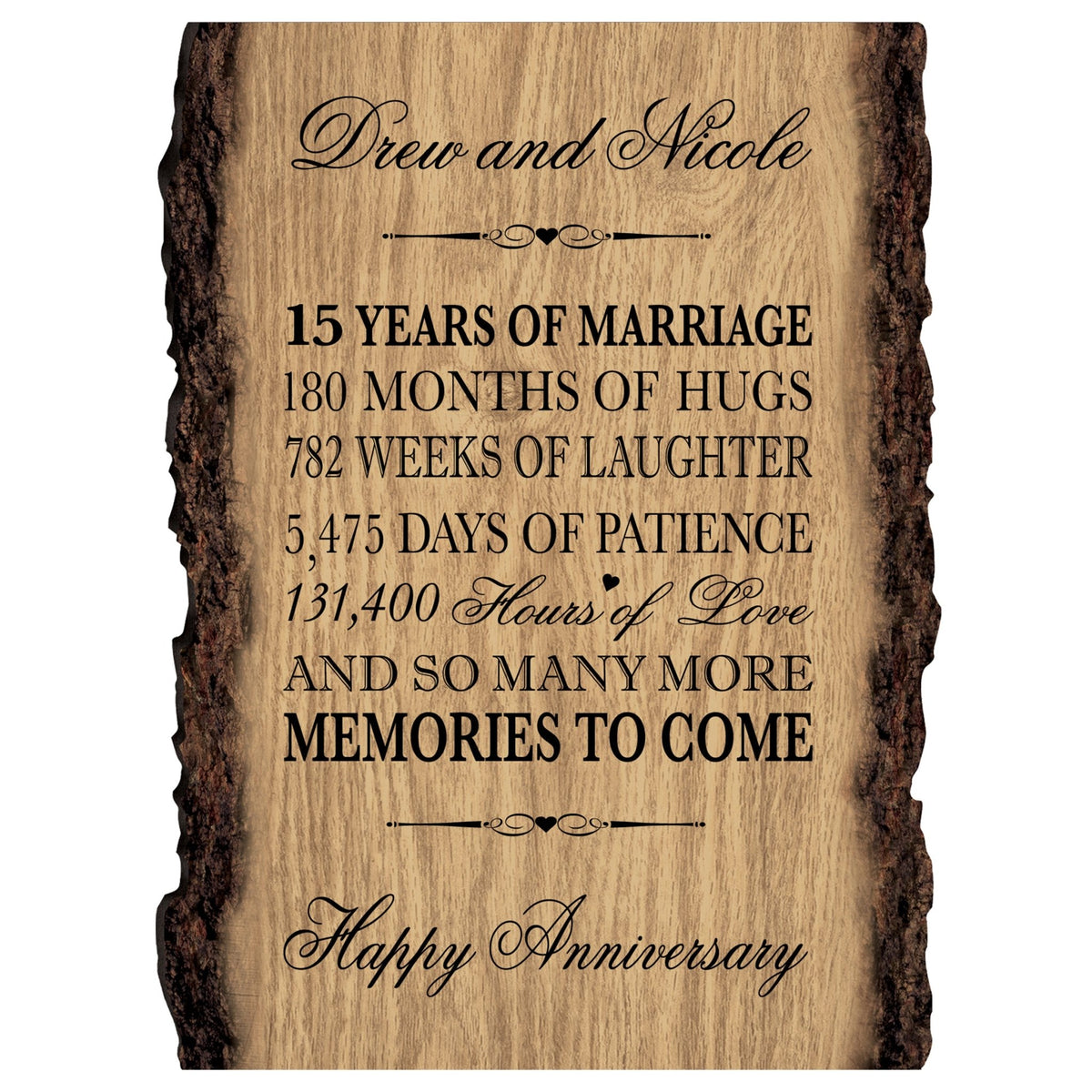 Personalized Wooden Bark Wedding Sign - Our Life Together - LifeSong Milestones