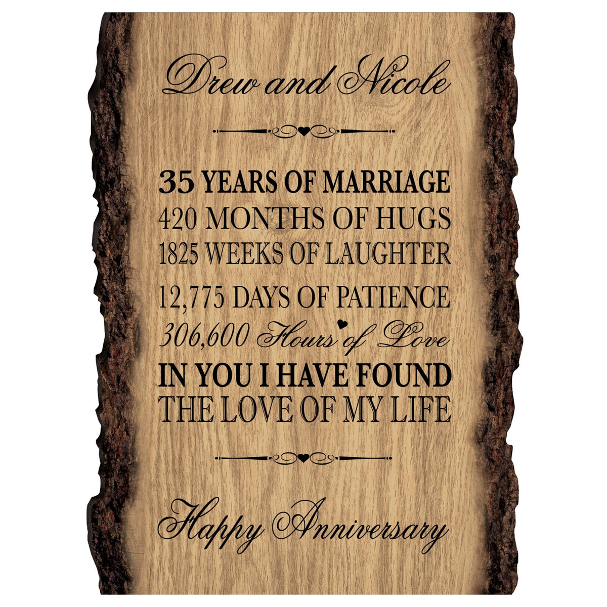 Personalized Wooden Bark Wedding Sign - Our Life Together - LifeSong Milestones