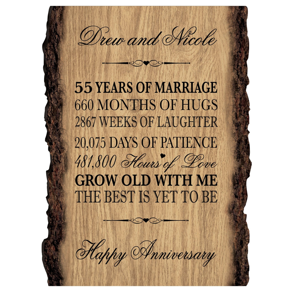 Personalized Wooden Bark Wedding Sign - Our Life Together - LifeSong Milestones