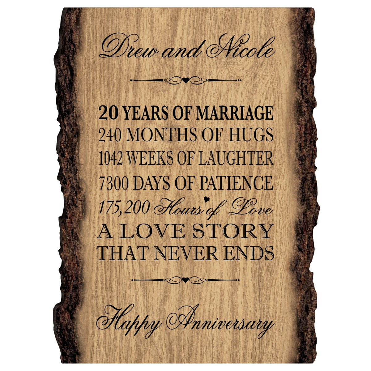 Personalized Wooden Bark Wedding Sign - Our Life Together - LifeSong Milestones