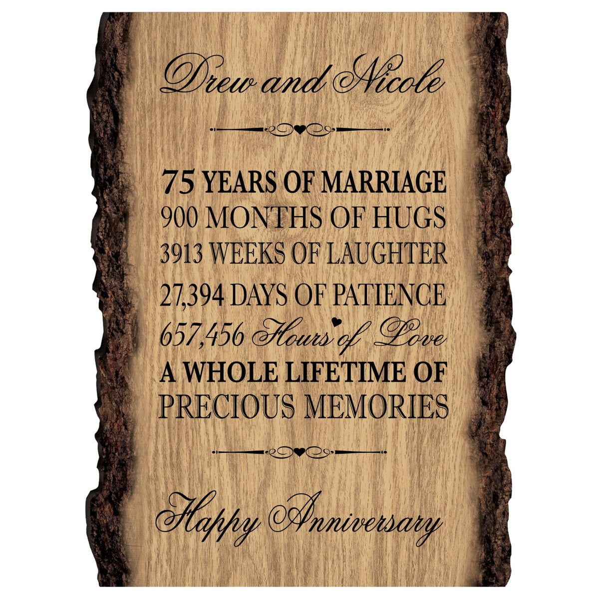 Personalized Wooden Bark Wedding Sign - Our Life Together - LifeSong Milestones