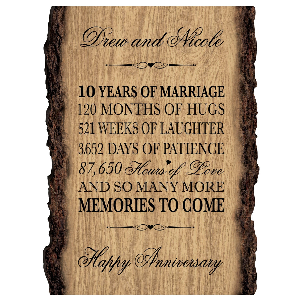 Personalized Wooden Bark Wedding Sign - Our Life Together - LifeSong Milestones