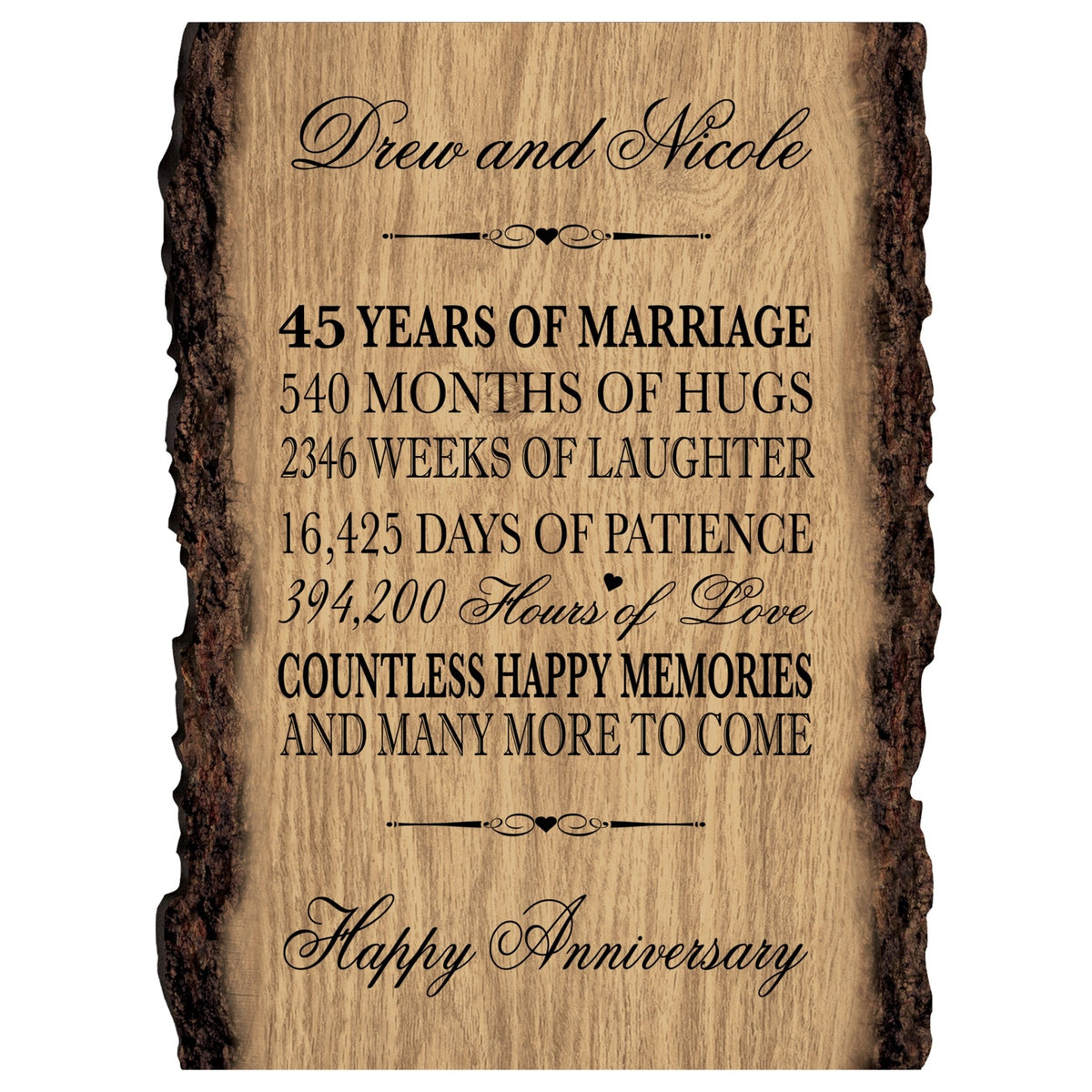 Personalized Wooden Bark Wedding Sign - Our Life Together - LifeSong Milestones