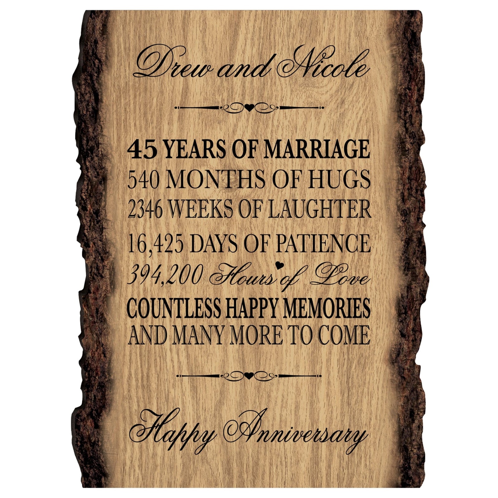 Personalized Wooden Bark Wedding Sign - Our Life Together - LifeSong Milestones
